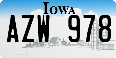 IA license plate AZW978