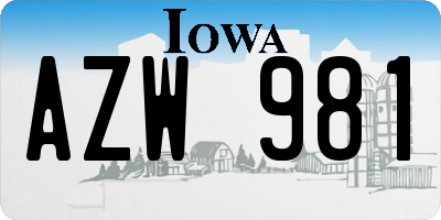 IA license plate AZW981