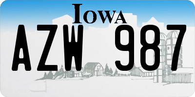 IA license plate AZW987