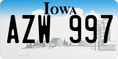 IA license plate AZW997