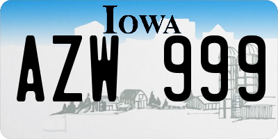 IA license plate AZW999