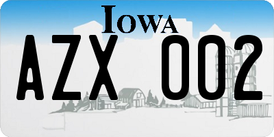 IA license plate AZX002