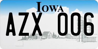 IA license plate AZX006