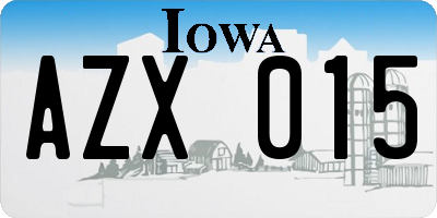 IA license plate AZX015