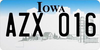 IA license plate AZX016