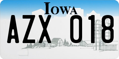 IA license plate AZX018