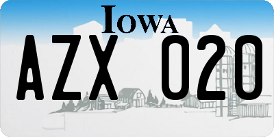 IA license plate AZX020