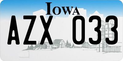 IA license plate AZX033