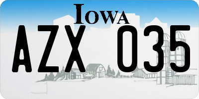 IA license plate AZX035