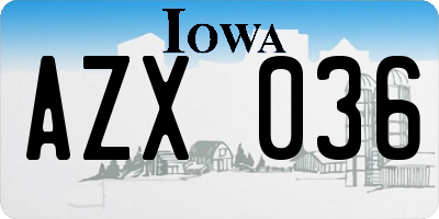 IA license plate AZX036
