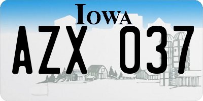 IA license plate AZX037