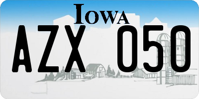 IA license plate AZX050
