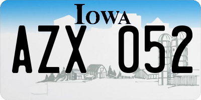 IA license plate AZX052