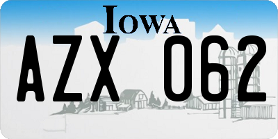 IA license plate AZX062