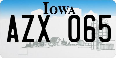IA license plate AZX065