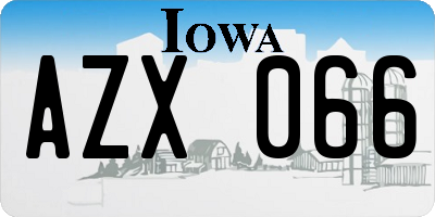 IA license plate AZX066