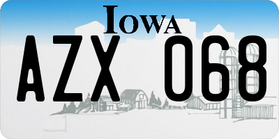 IA license plate AZX068