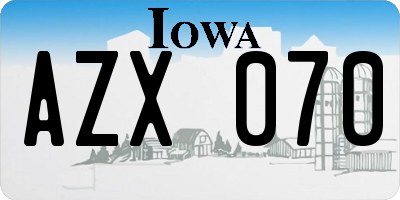 IA license plate AZX070