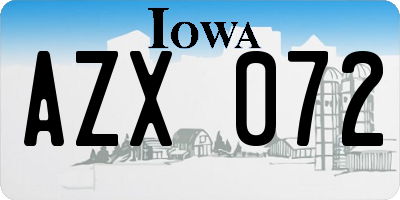 IA license plate AZX072