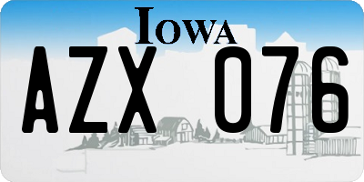 IA license plate AZX076