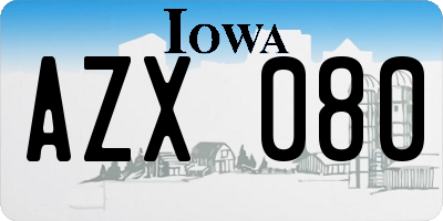 IA license plate AZX080