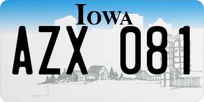 IA license plate AZX081