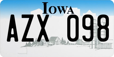 IA license plate AZX098