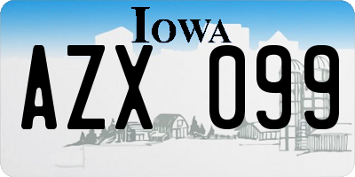 IA license plate AZX099