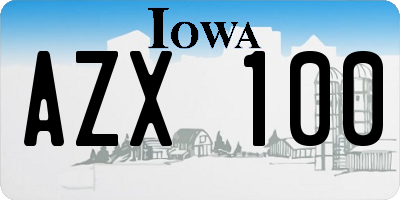 IA license plate AZX100