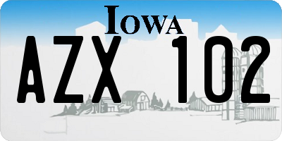 IA license plate AZX102