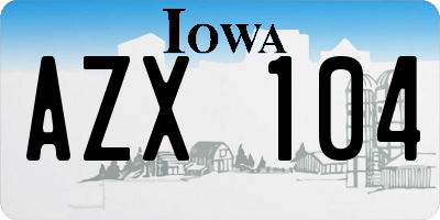 IA license plate AZX104