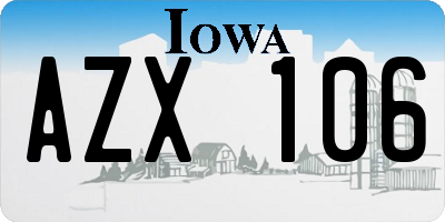 IA license plate AZX106