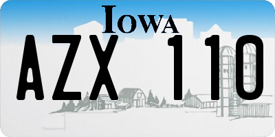 IA license plate AZX110