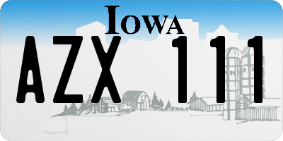 IA license plate AZX111