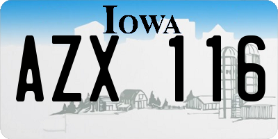 IA license plate AZX116