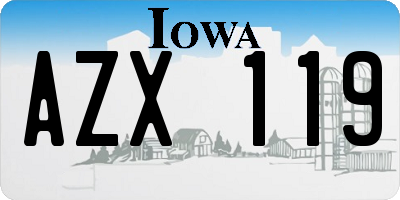 IA license plate AZX119