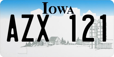 IA license plate AZX121
