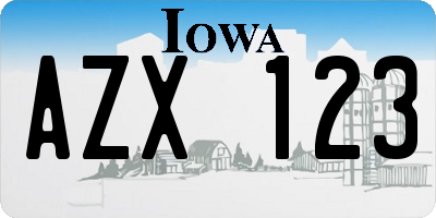 IA license plate AZX123