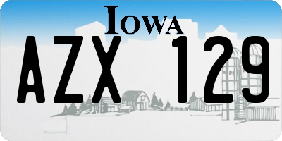 IA license plate AZX129