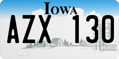 IA license plate AZX130