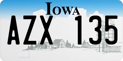 IA license plate AZX135