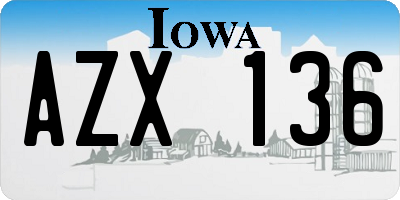 IA license plate AZX136