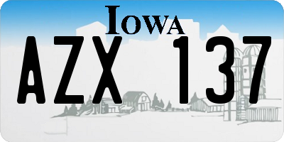 IA license plate AZX137