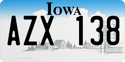 IA license plate AZX138