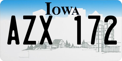 IA license plate AZX172