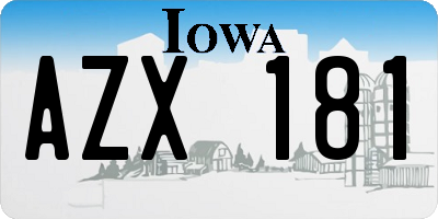 IA license plate AZX181