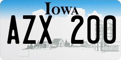 IA license plate AZX200