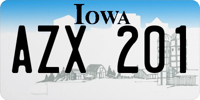 IA license plate AZX201