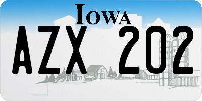 IA license plate AZX202