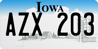 IA license plate AZX203